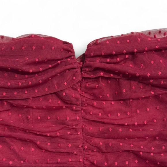 Anthropologie Dolan Mesh Off-Shoulder Polka Dot Top Burgundy XL NWT Elegant - Picture 5 of 7